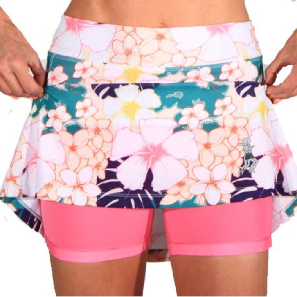 RunningSkirts Kona tropical floral athletic skirt with compression shorts